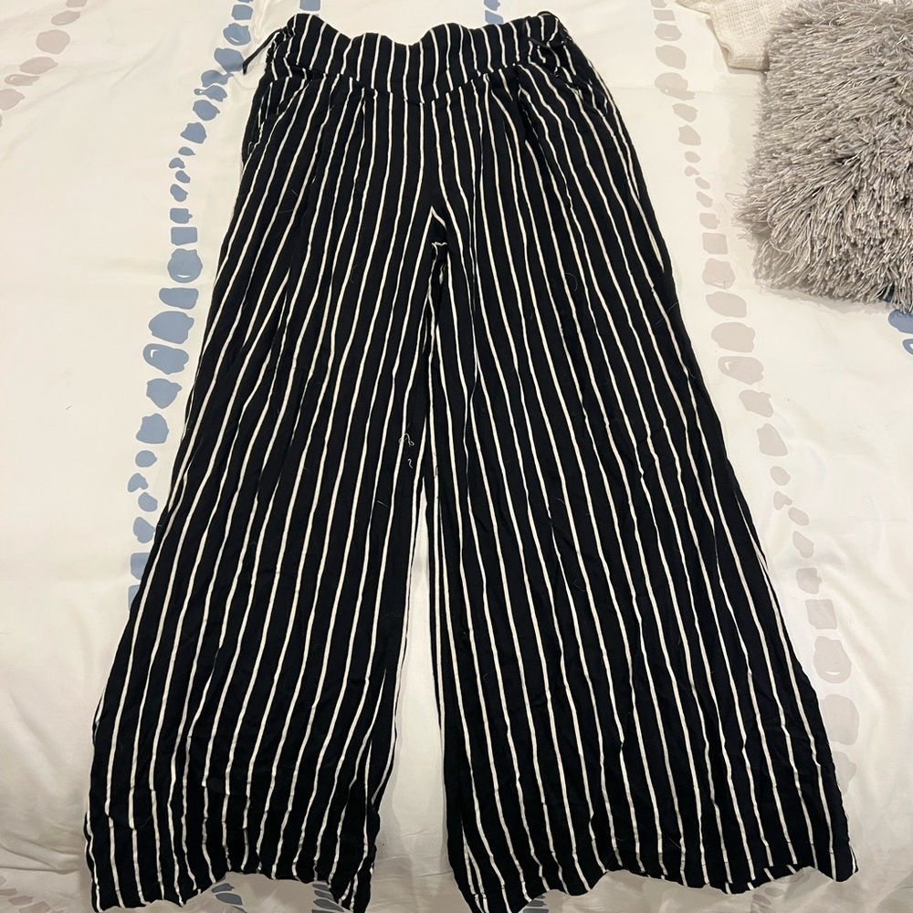 Black and White Striped Women's Pants